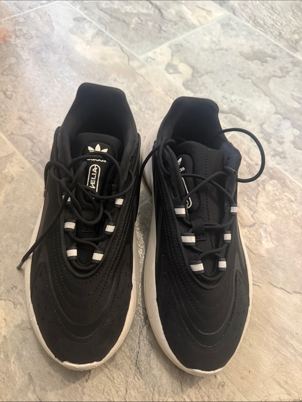 Adidas Men’s Ozelia Black and White Athletic Sneakers Adiprene